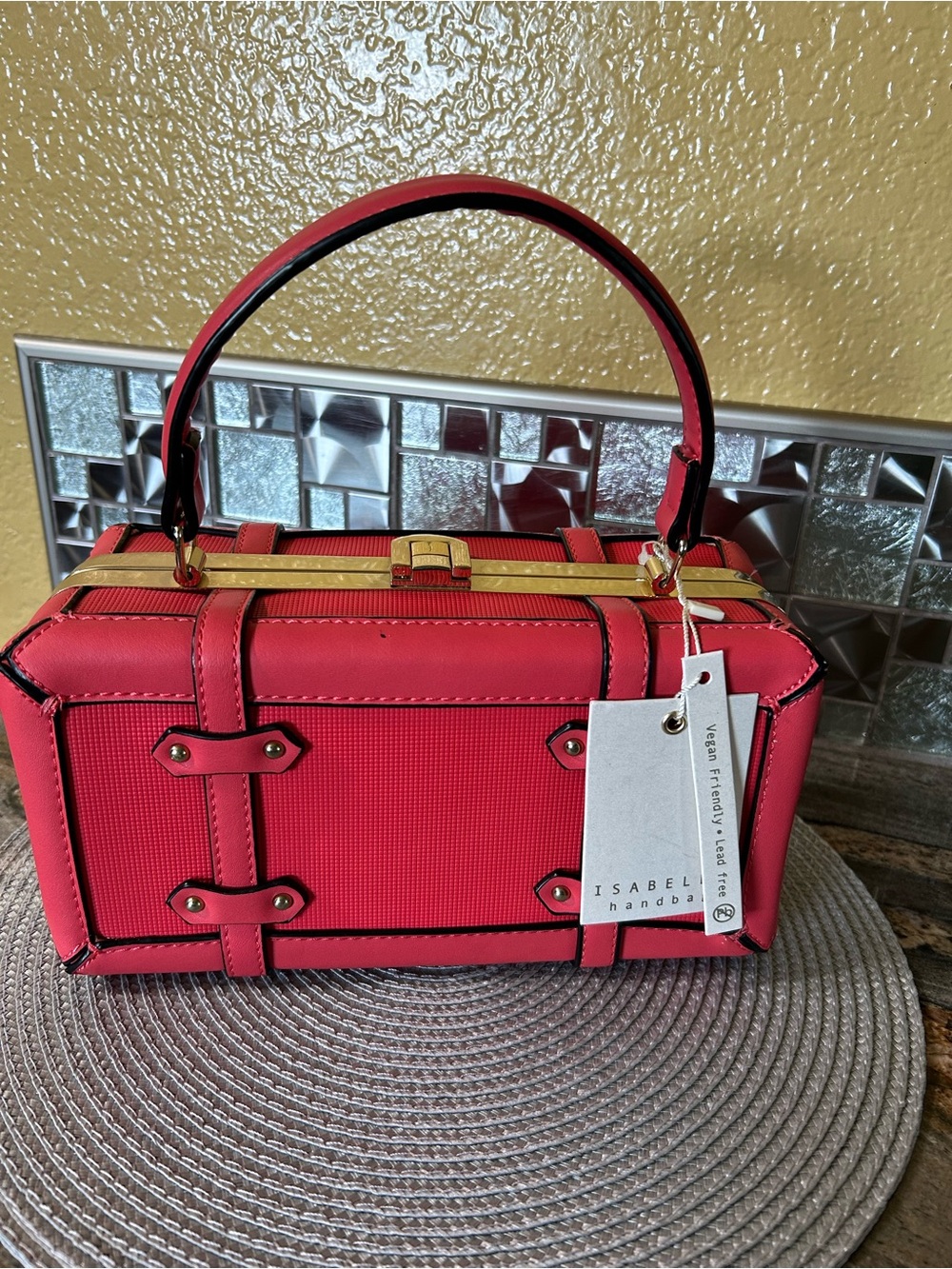 Isabel Small Red Structured Crossbody Satchel